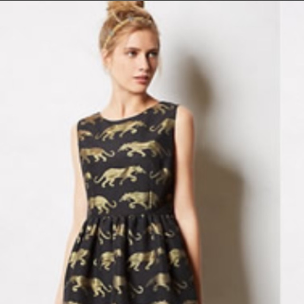 Black and gold Jaguar dress anthro